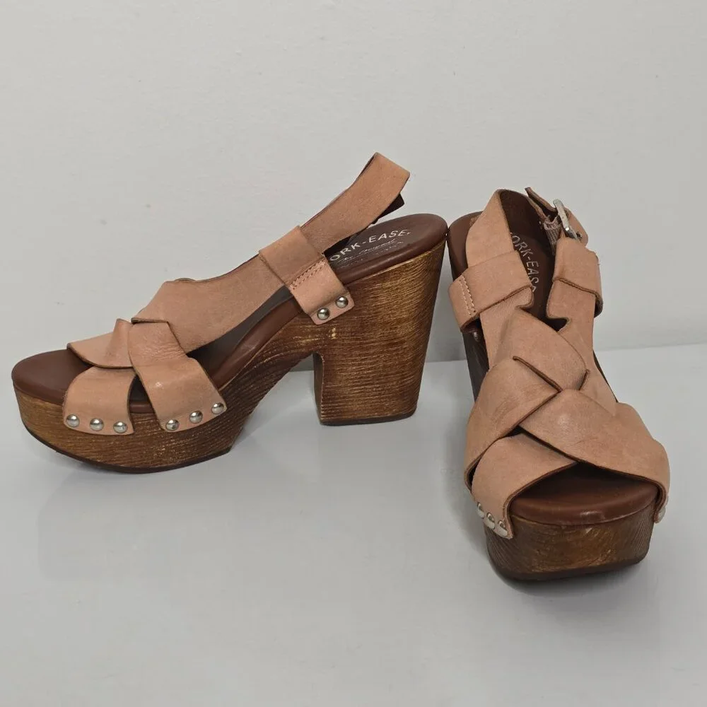 Korks‎ Kork-Ease 8 Sandals Platform Leather Open Toe Criss Cross 4